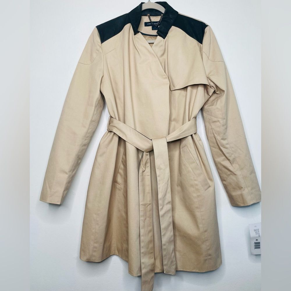 French Connection Tan and Black Trench Coat